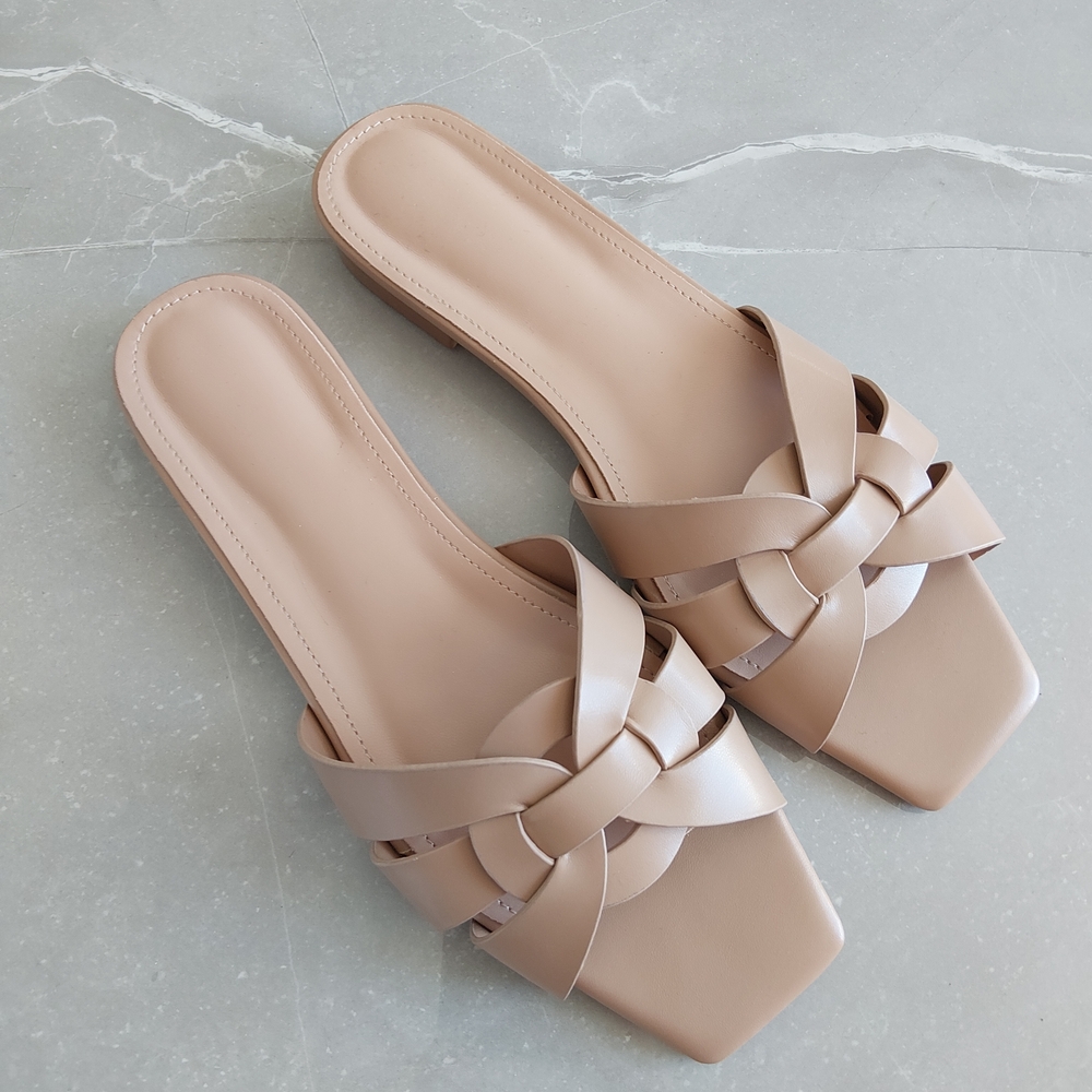 Elegant Tan Women's Slide Sandals